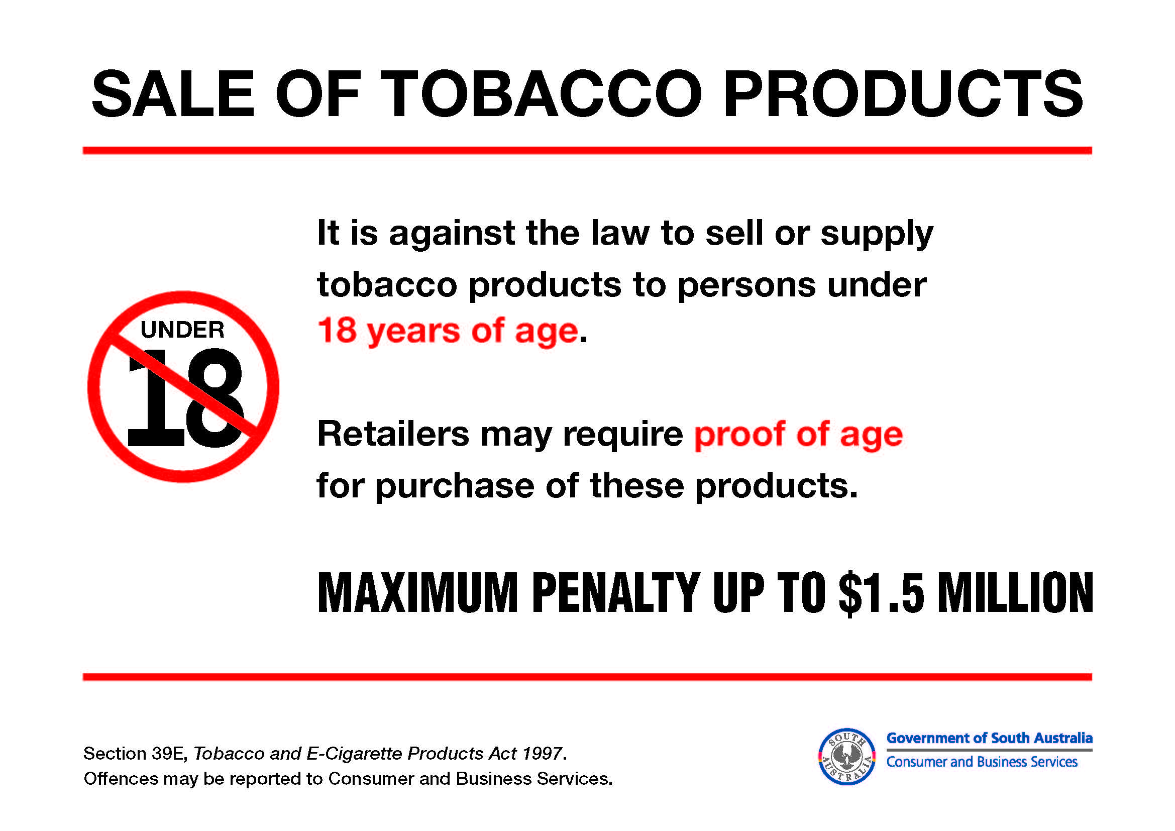 Tobacco retail signs